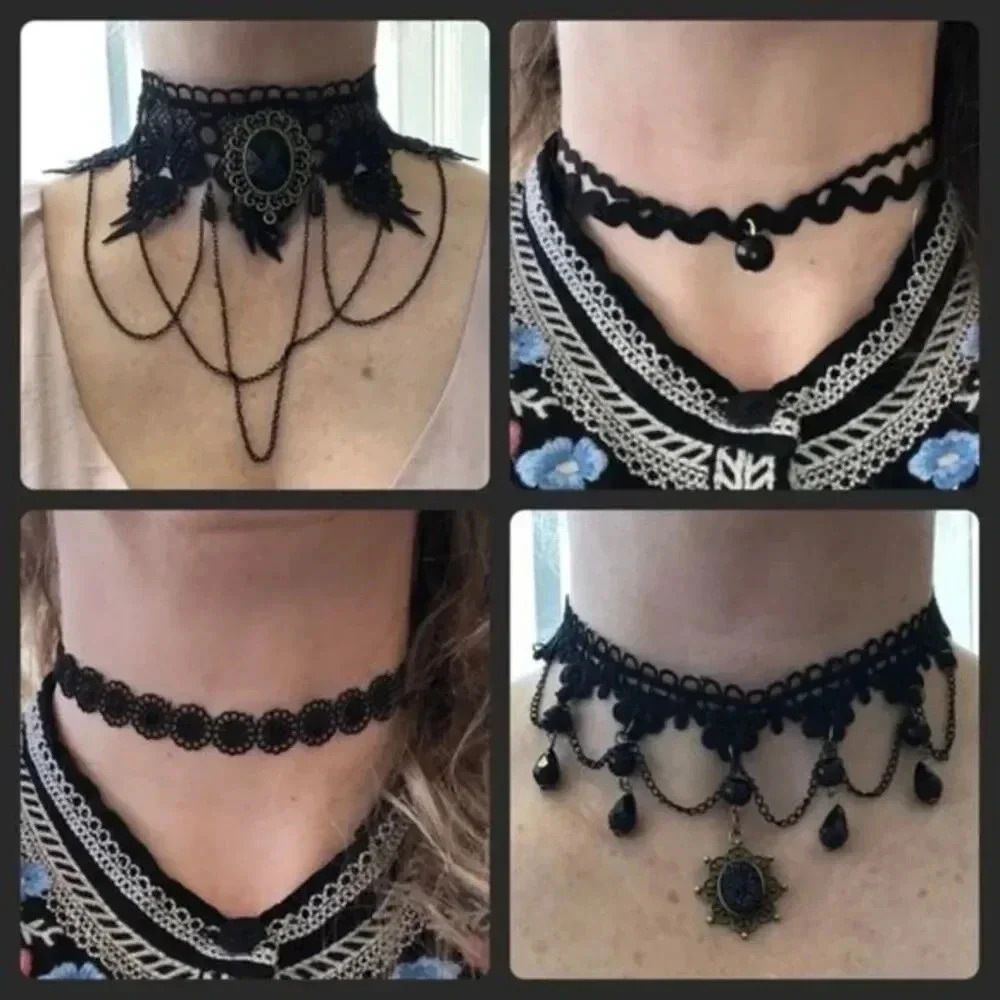 7 Gorgeous Victorian Vampire Goth Halloween Chokers Set 4